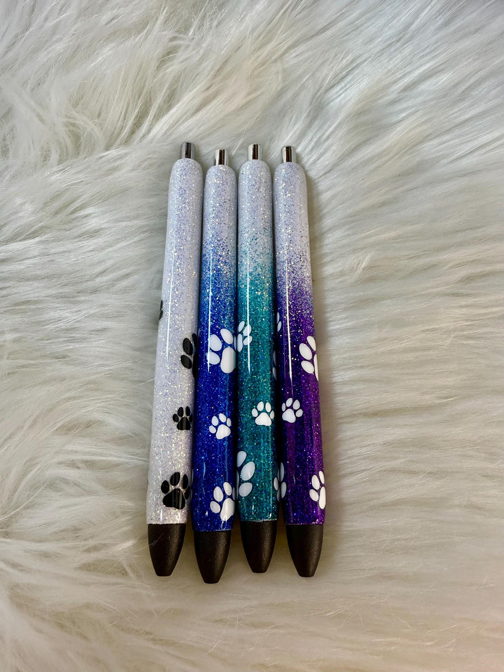 Vet Paw Print Cat/Dog half paws and name by clicker Personalized Epoxy Glitter Black Ink Pen: Refillable