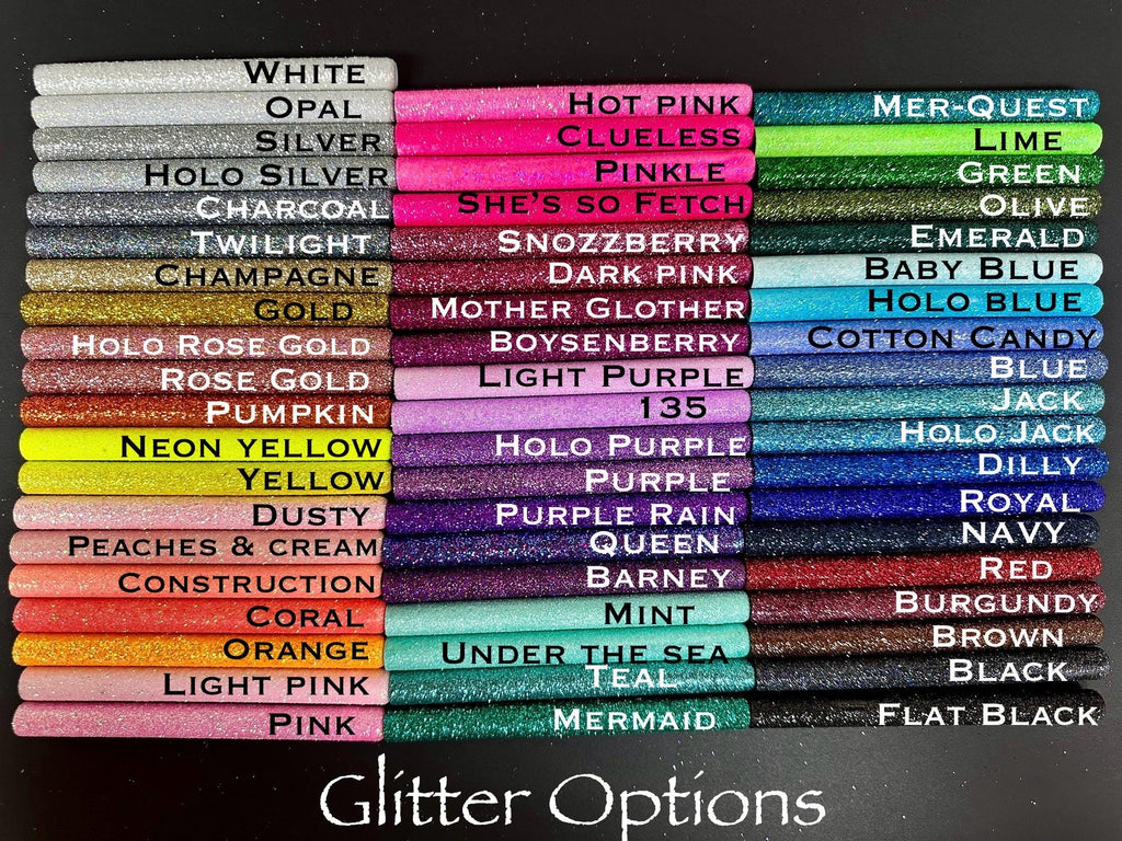 Cow Hide Personalized Epoxy Glitter Black Ink Pen: Refillable