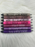 Set of 7 Days of The Week Glitter Epoxy Gel Pens, Sassy Epoxy Glitter Gel Pens, Funny Gel Pen, Adult Humor Gel Pen, InkJoy