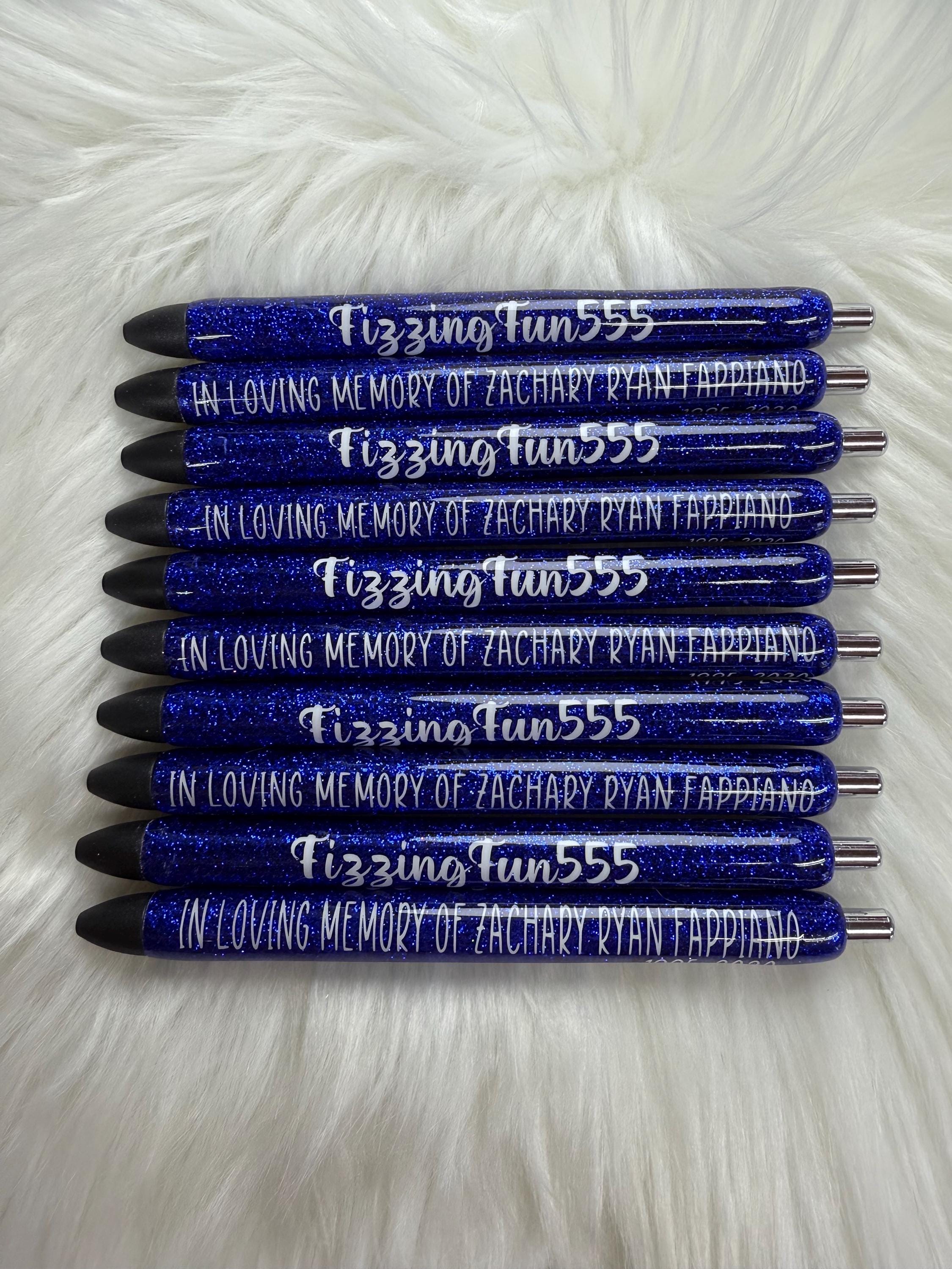 Personalized Business Name/Logo Epoxy Glitter Black Ink Pen: Refillable
