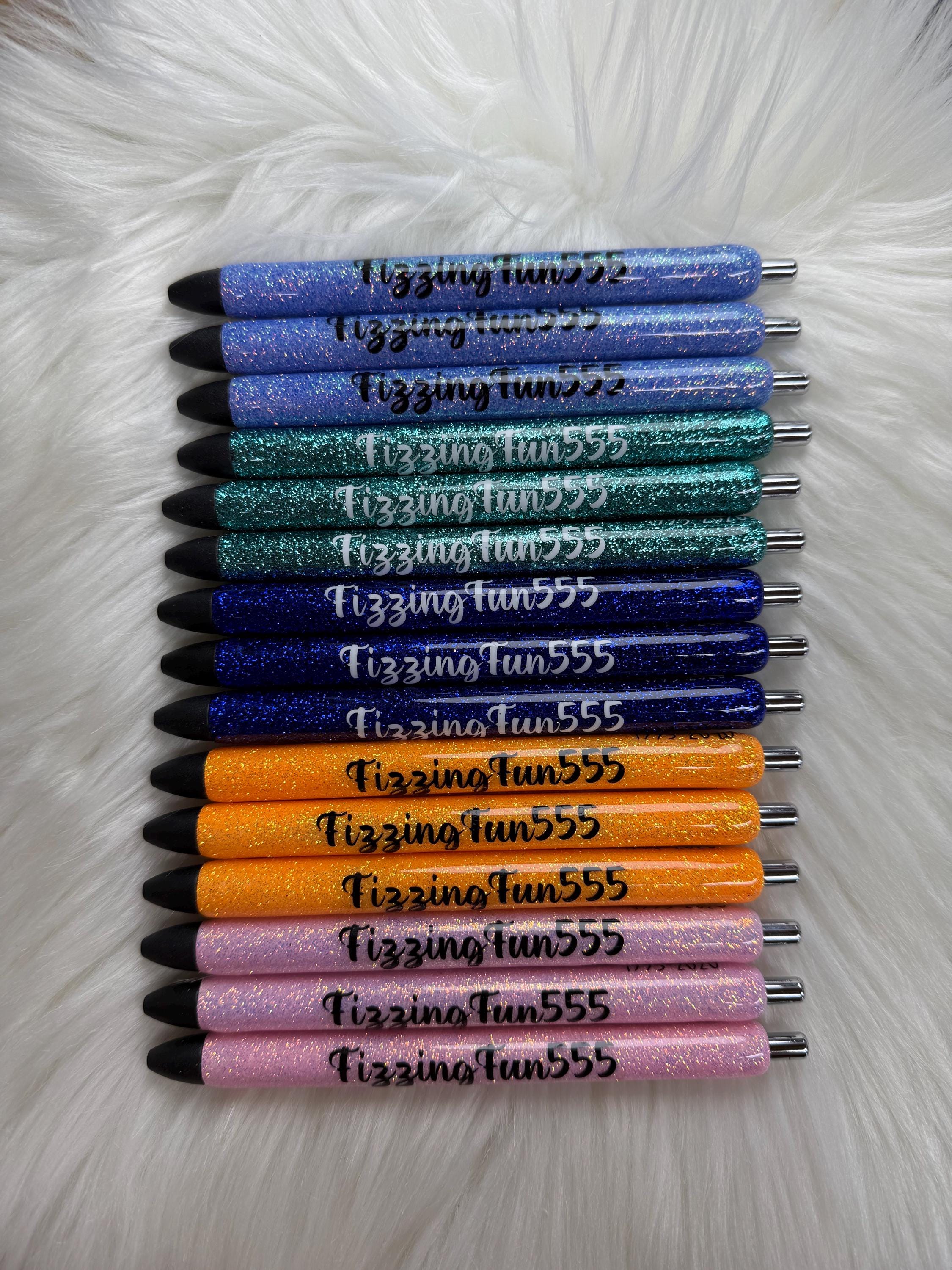 Personalized Business Name/Logo Epoxy Glitter Black Ink Pen: Refillable