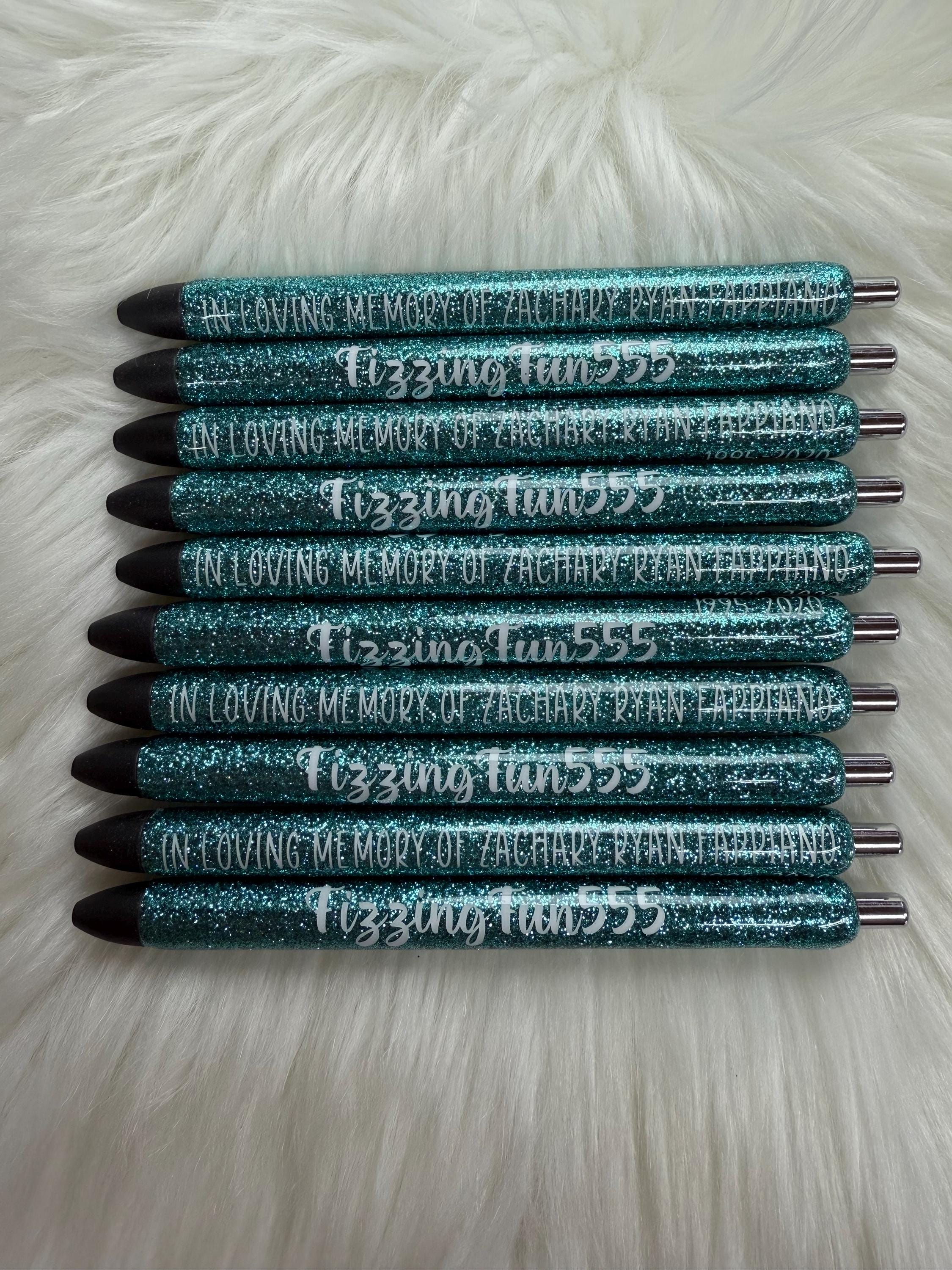 Personalized Business Name/Logo Epoxy Glitter Black Ink Pen: Refillable