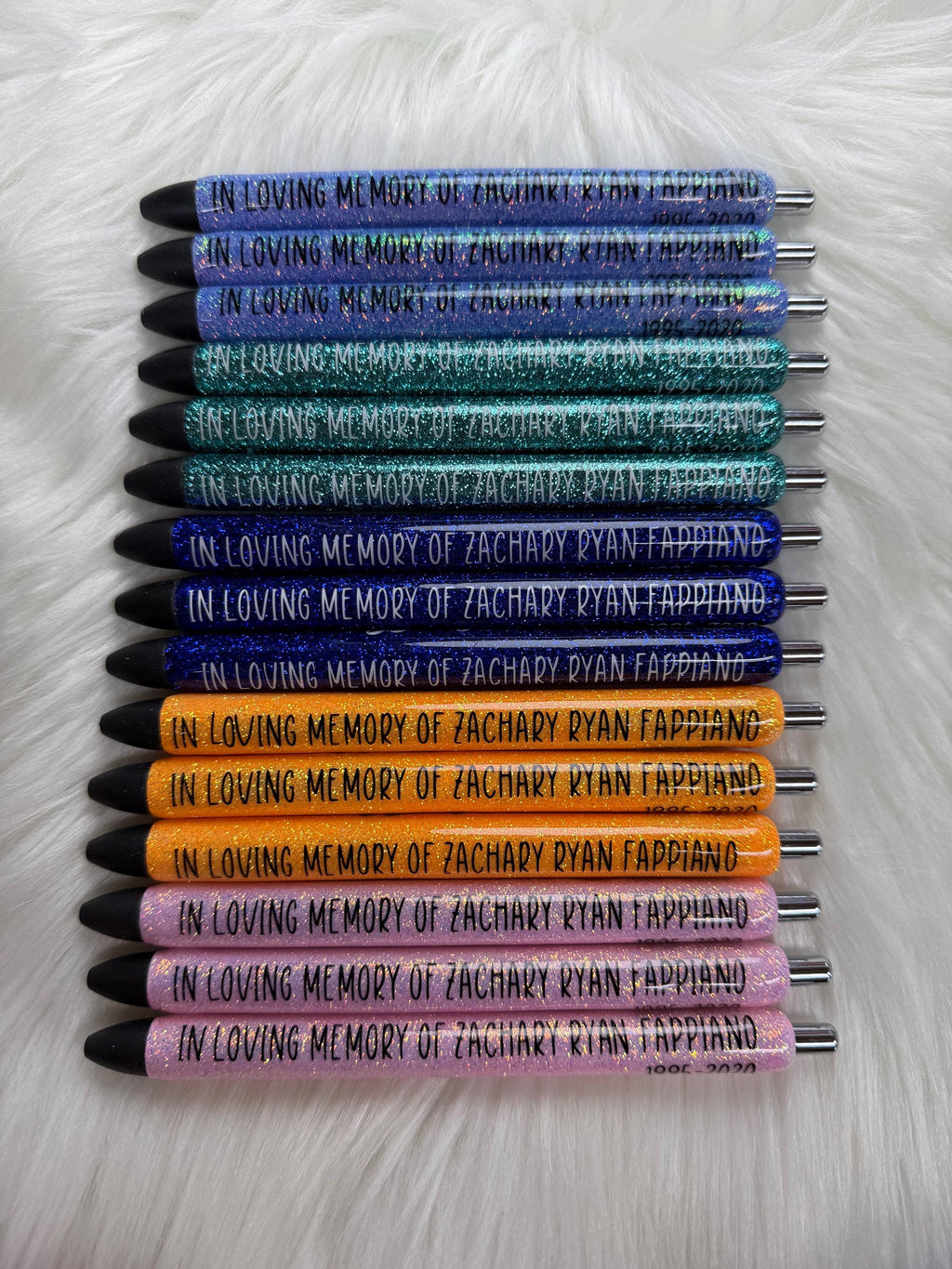 Personalized Business Name/Logo Epoxy Glitter Black Ink Pen: Refillable