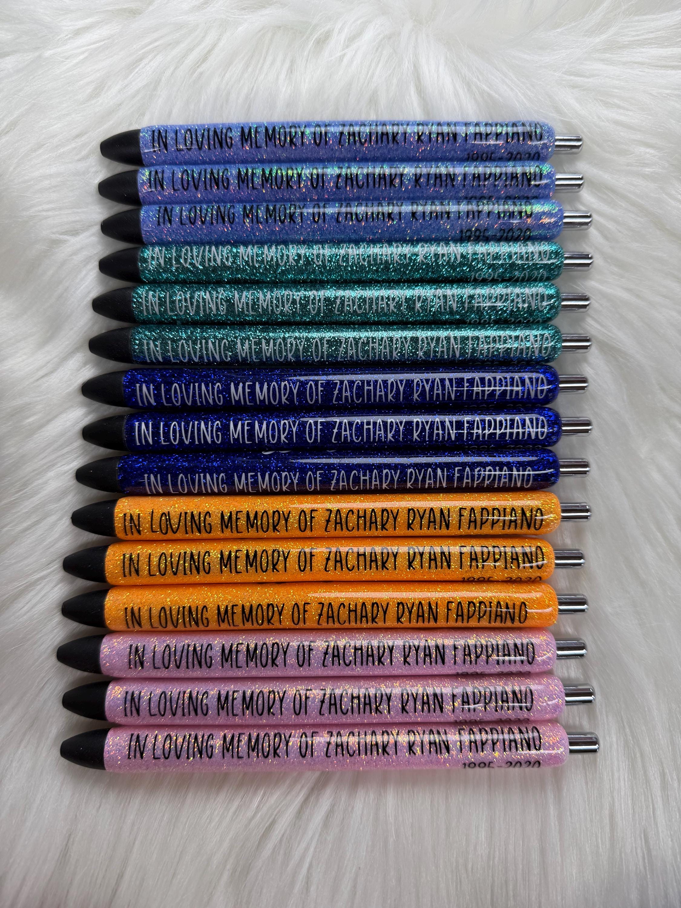 Personalized Business Name/Logo Epoxy Glitter Black Ink Pen: Refillable