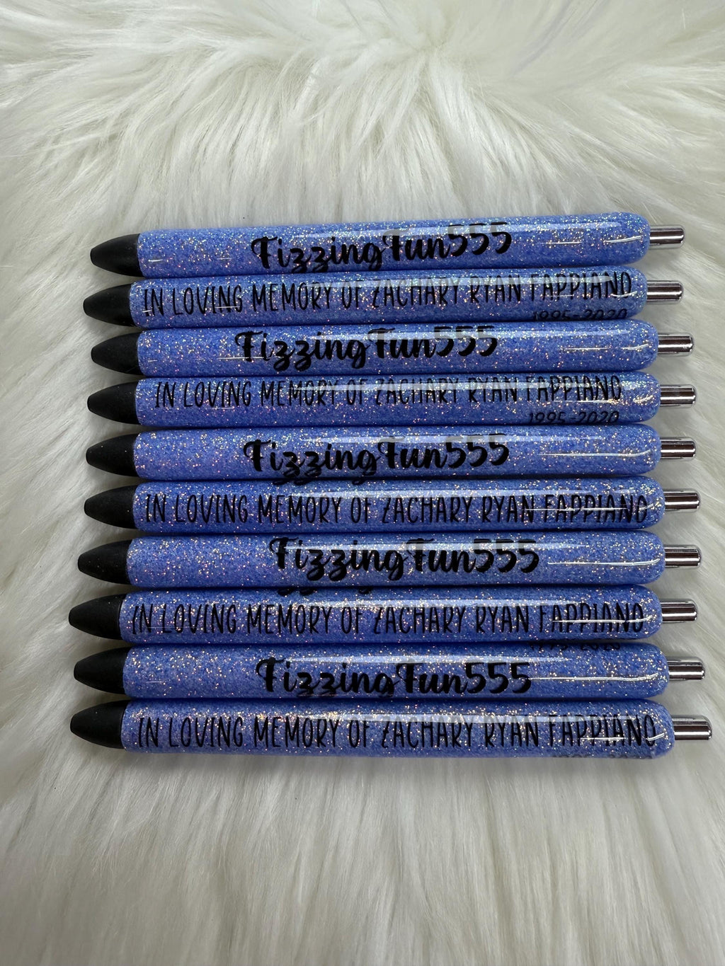Personalized Business Name/Logo Epoxy Glitter Black Ink Pen: Refillable